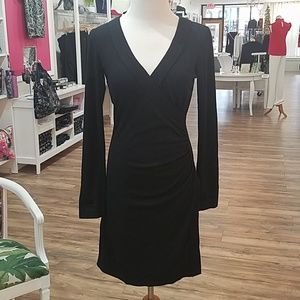 Faux wrap fitted dress